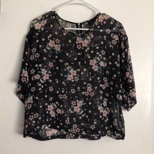 Floral transparent cropped blouse by Lumiere